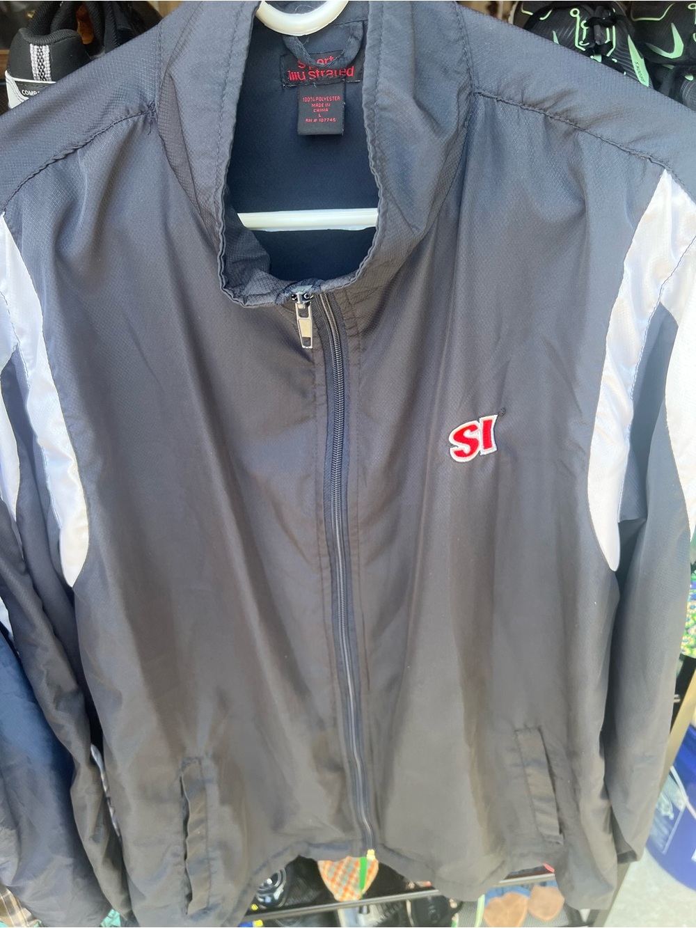 Sports Illustrated Embroidered Black & White Track Jacket